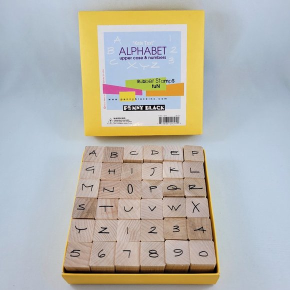 Penny Black Alphabet Rubber Stamps Kate Text Uppercase And Numbers Set Crafting - Picture 1 of 7